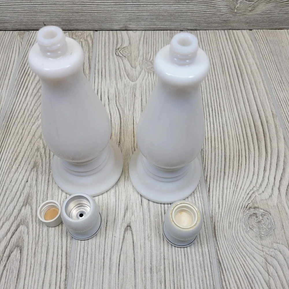 Avon Buttercup Candlestick Cologne Bottles Sonnet Moonwind‎ White Milk Glass Set